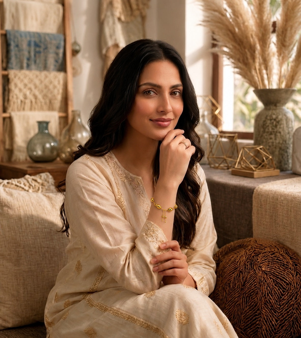 Adjustable Gold Beaded Bracelet for Women | Elegant Charm Jewelry