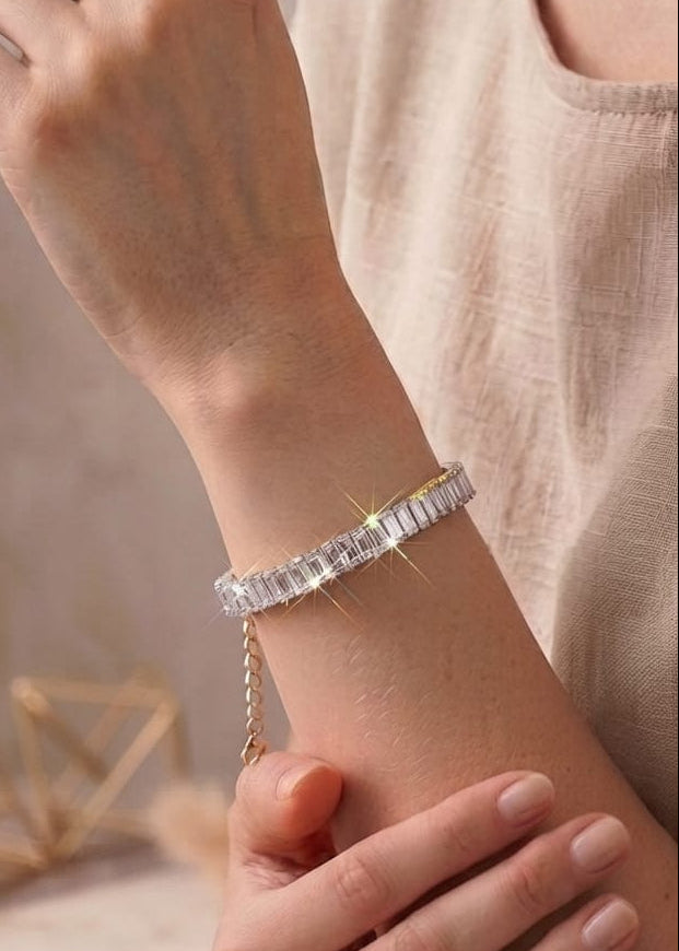 Silver & Gold Two-Tone Tennis Bracelet for Women | Sparkling Cubic Zirconia Bracelet