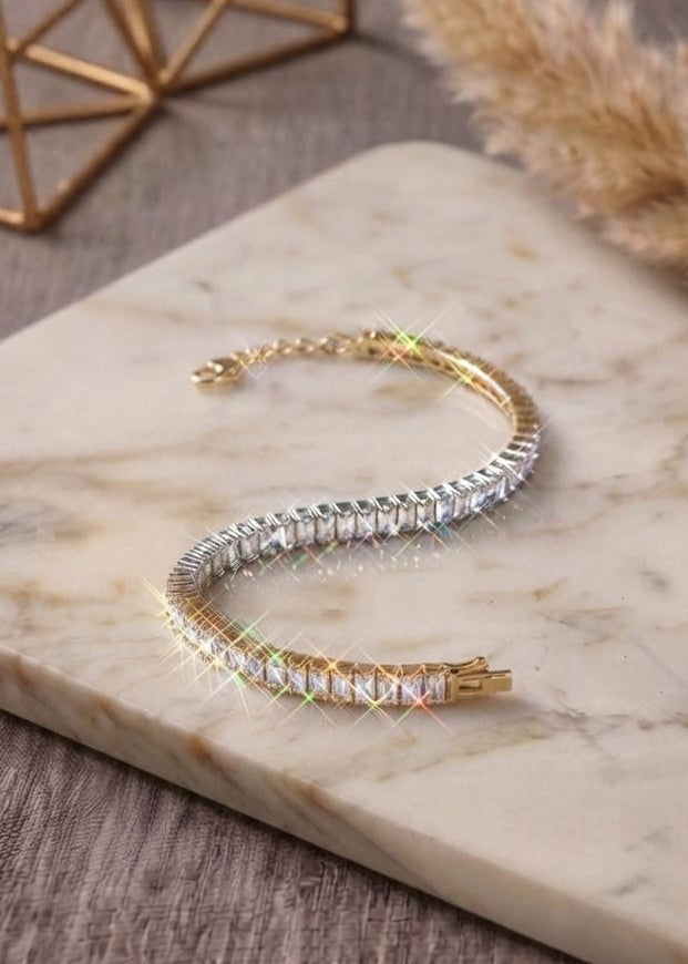 Silver & Gold Two-Tone Tennis Bracelet for Women | Sparkling Cubic Zirconia Bracelet