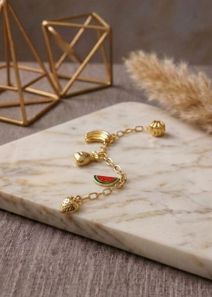 Beautiful Gold Charm Bracelet for Women | Adjustable Beaded Chain Bracelet