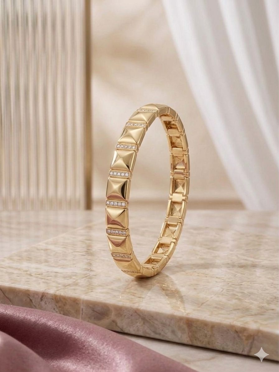 Golden And Stone Pattern Anti Tarnish Bracelet