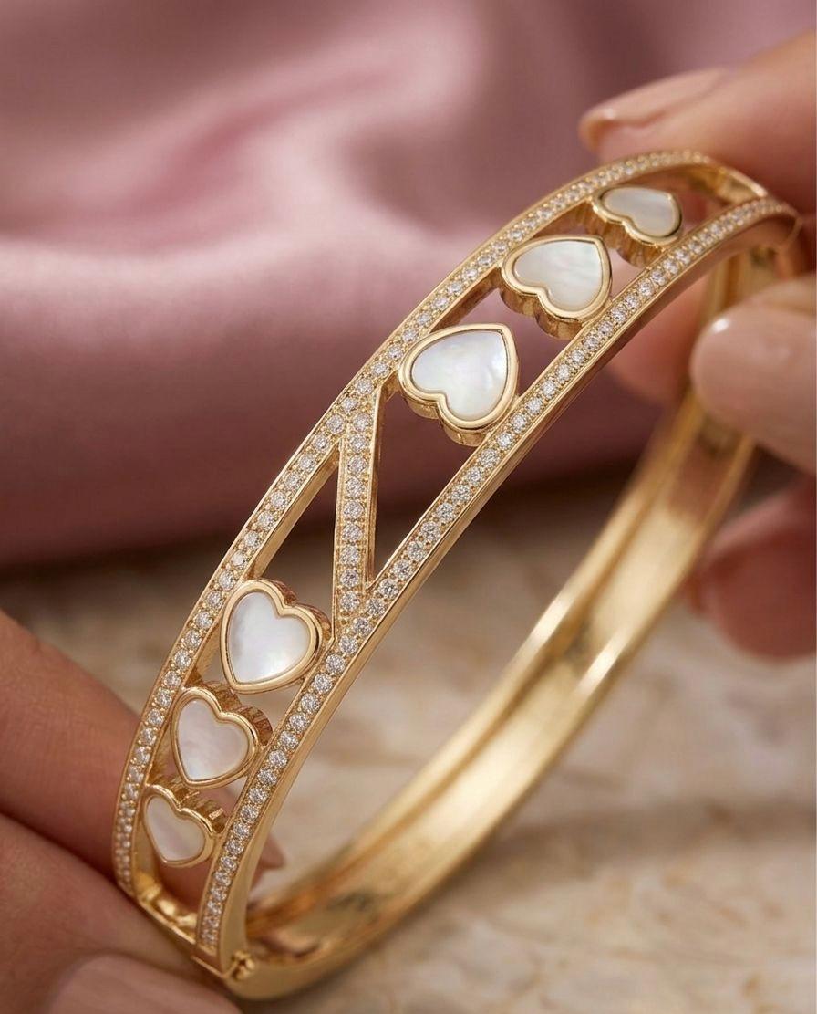 Heart Stone Golden Anti Tarnish Bracelet