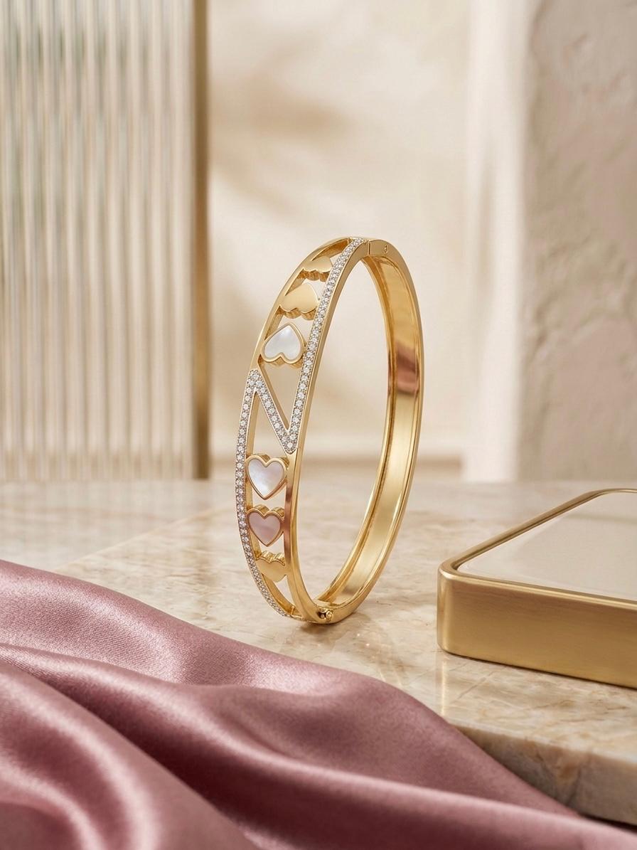 Heart Stone Golden Anti Tarnish Bracelet