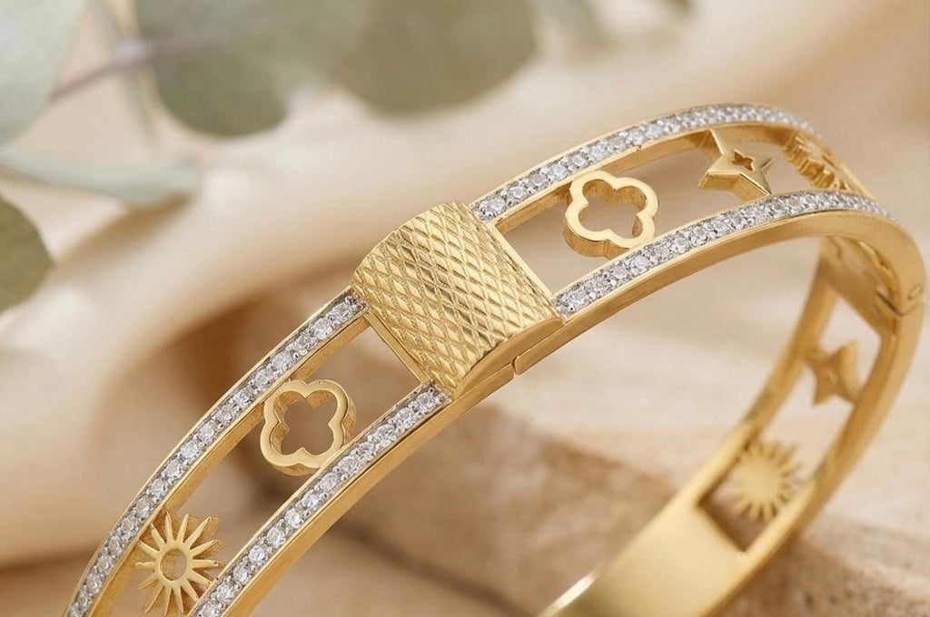 AD Stone With Gold Anti Tarnish Bracelet