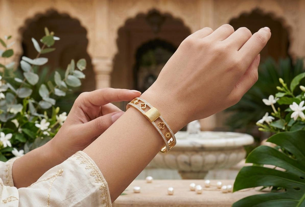 AD Stone With Gold Anti Tarnish Bracelet