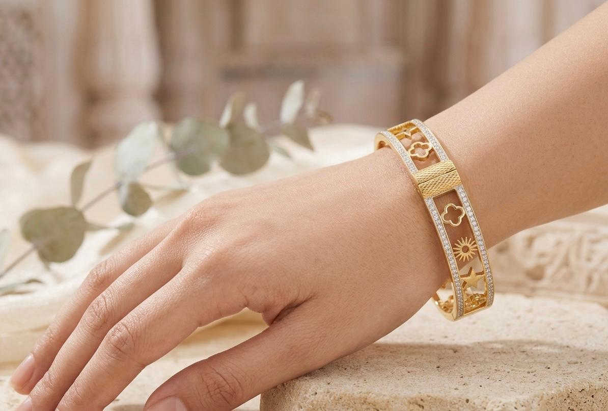 AD Stone With Gold Anti Tarnish Bracelet