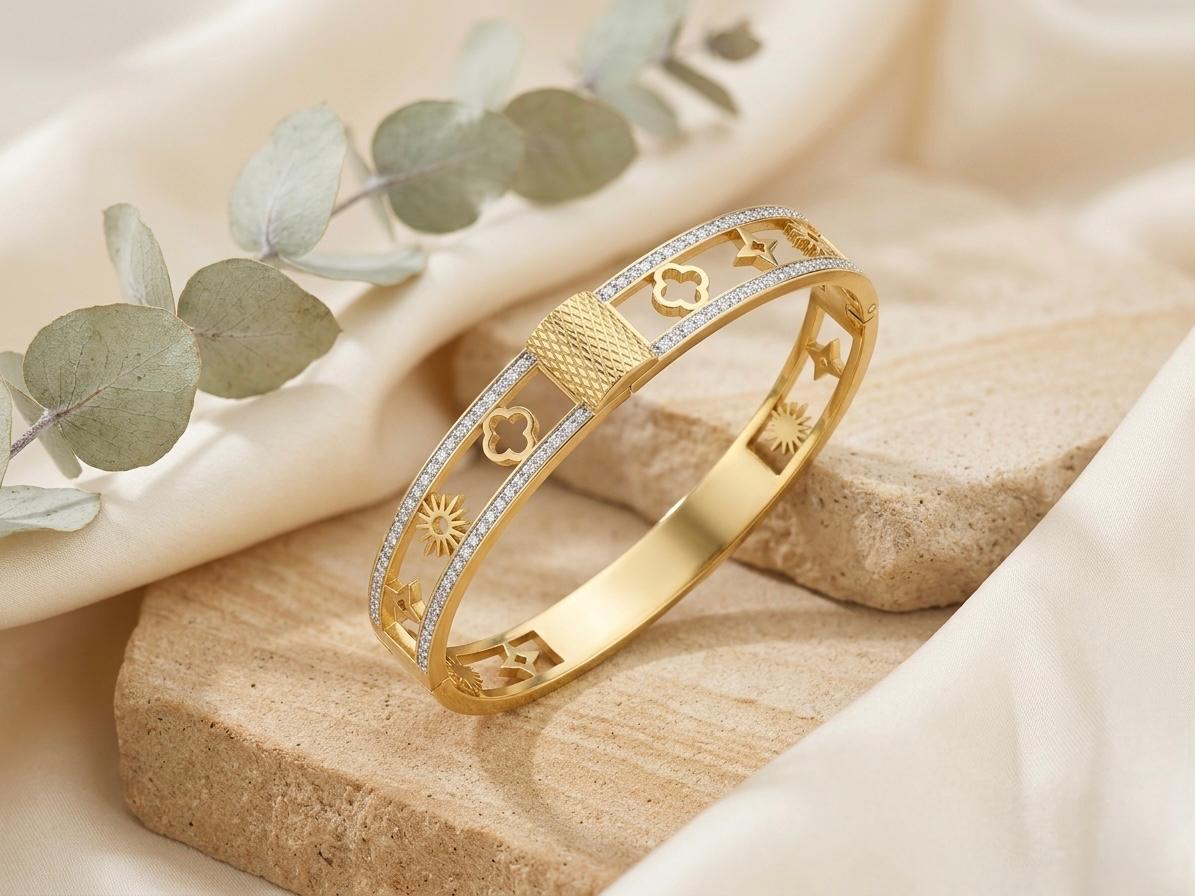 AD Stone With Gold Anti Tarnish Bracelet