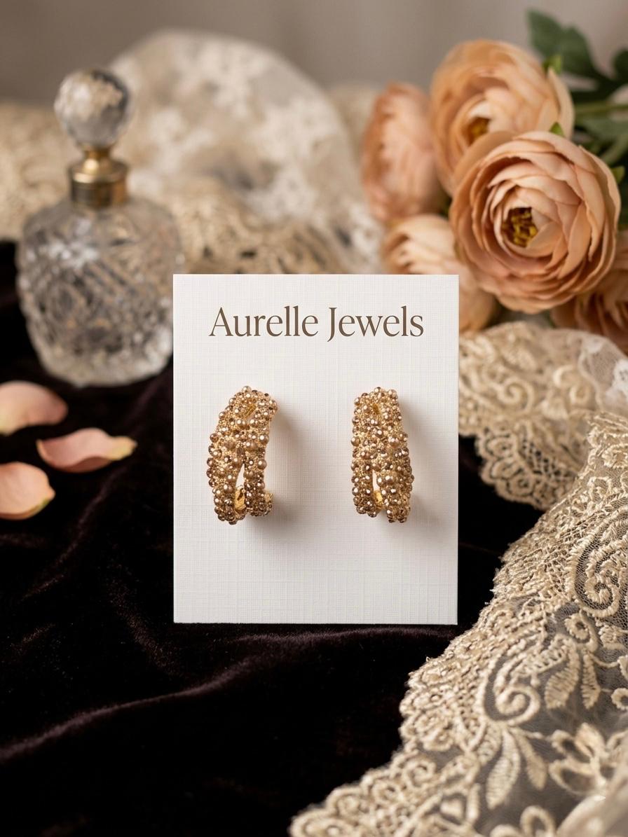 Brown Stone Hoop Earrings