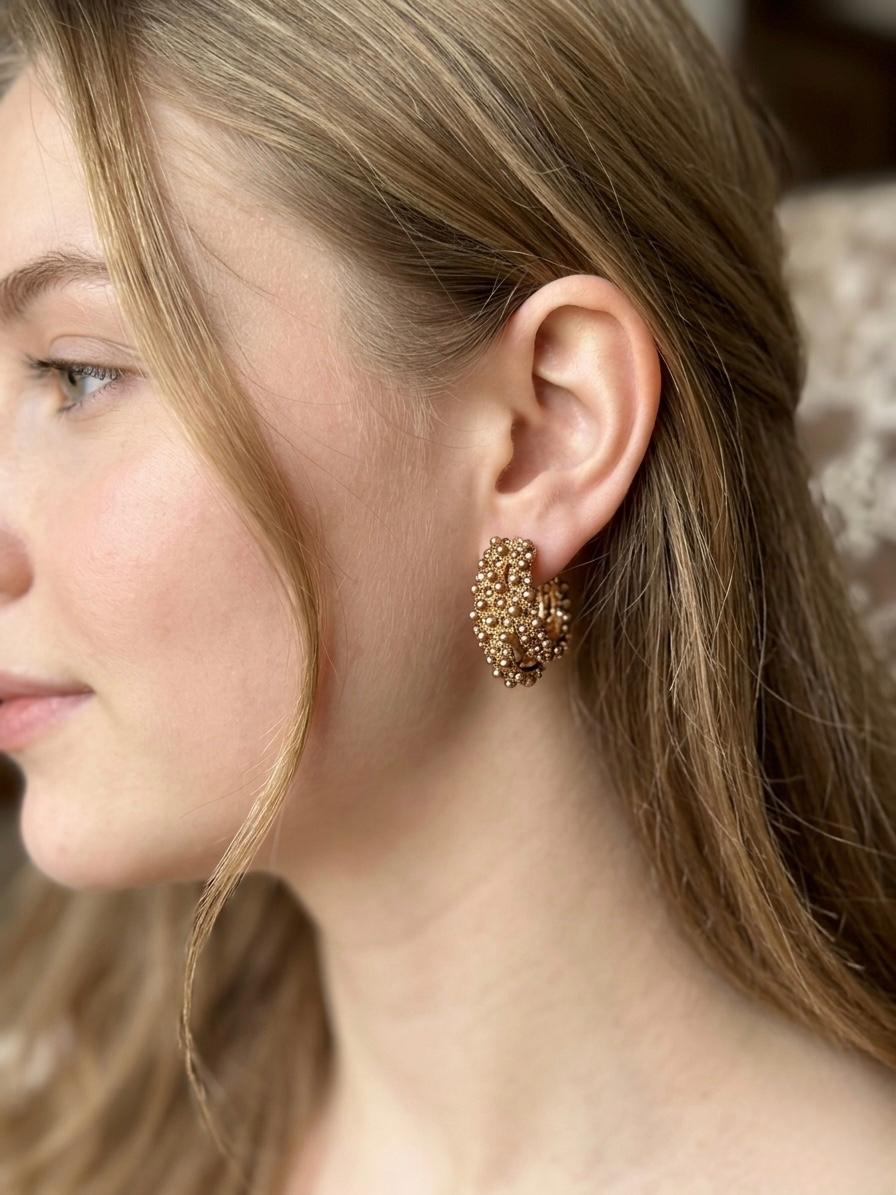 Brown Stone Hoop Earrings