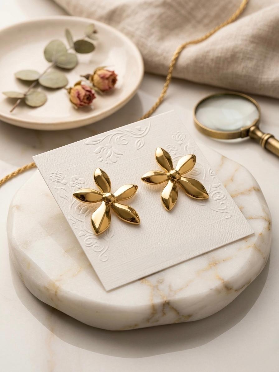 Star Shaped Gold Plated Anti Tarnish Earrings