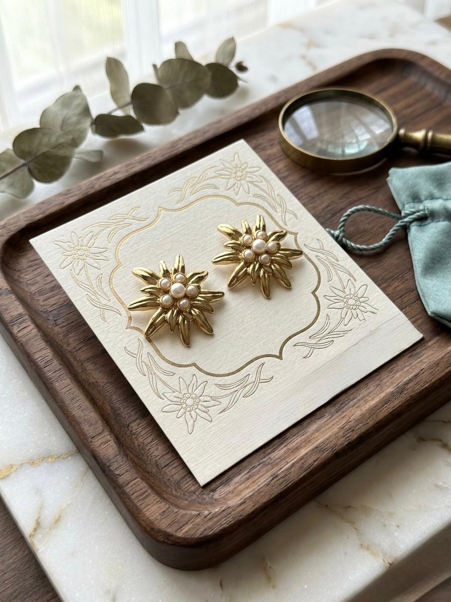 Star Shaped Golden Pearl Anti Tarnish Earrings