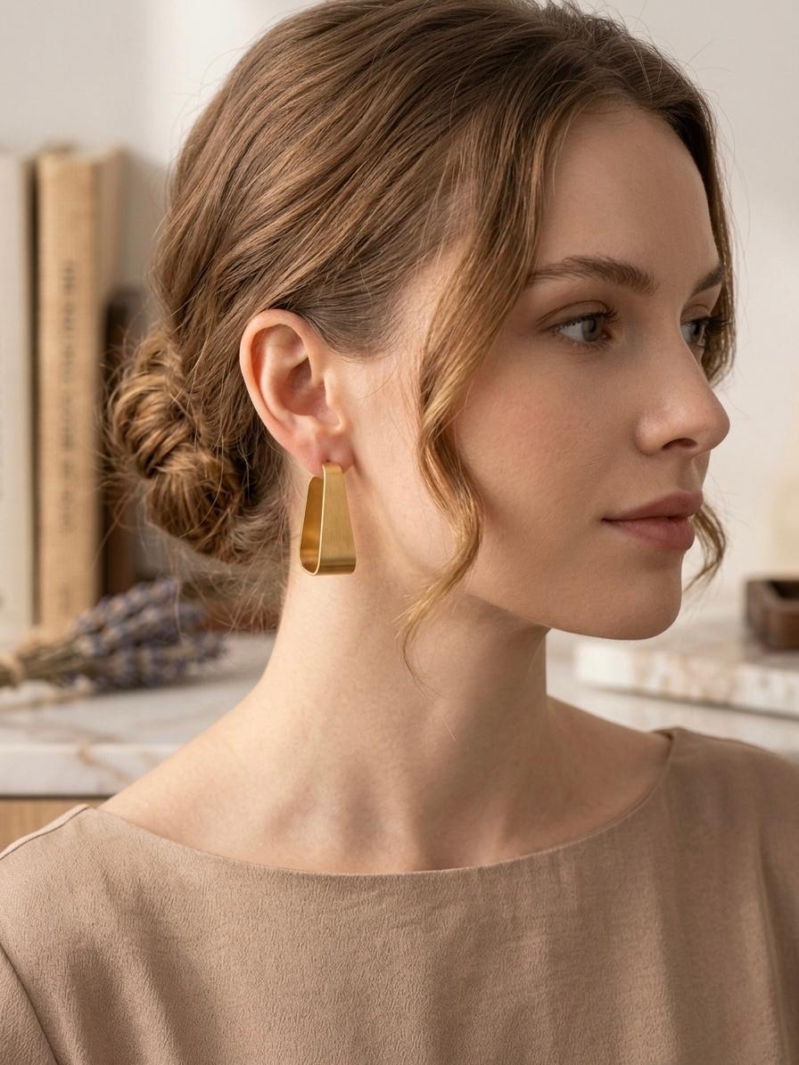Rectangular Broad Anti Tarnish Hoops