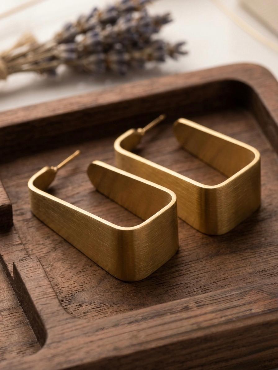 Rectangular Broad Anti Tarnish Hoops