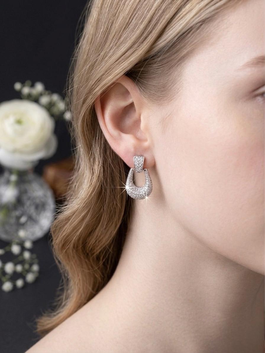 Silver AD Stone Earrings