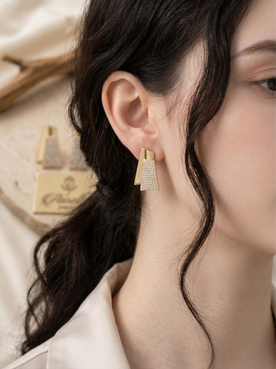 AD Stone Diamond Look Gold Plated Earrings