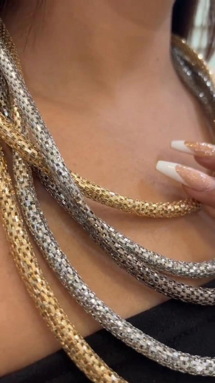 Multi Layered Multi Color Wired Necklace
