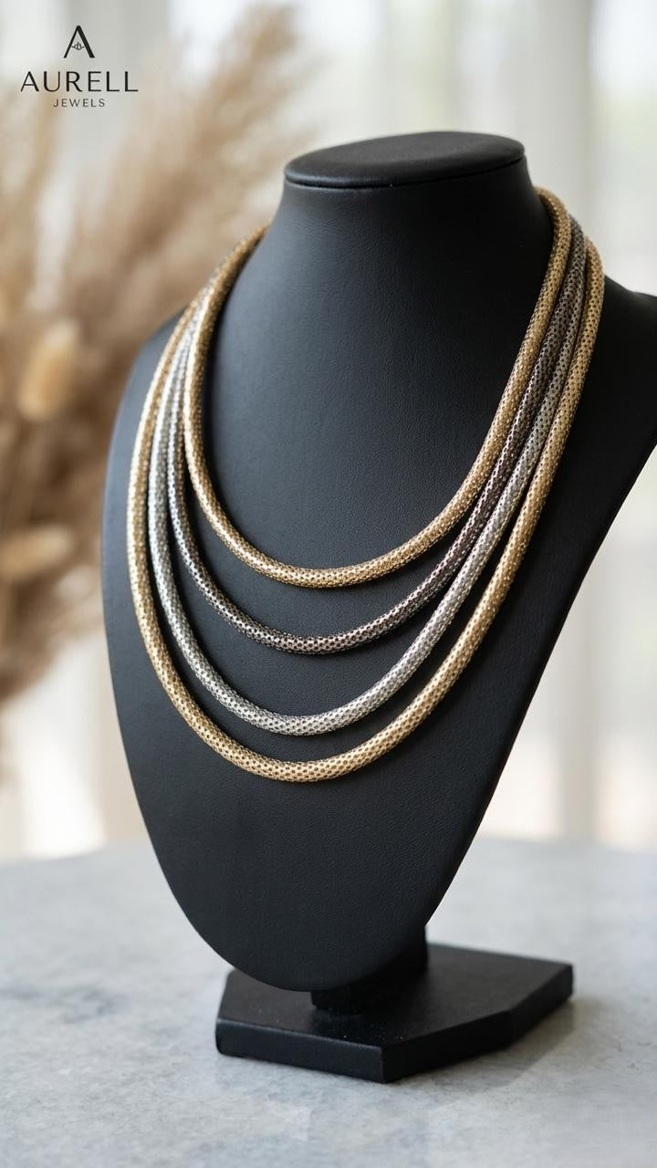 Multi Layered Multi Color Wired Necklace