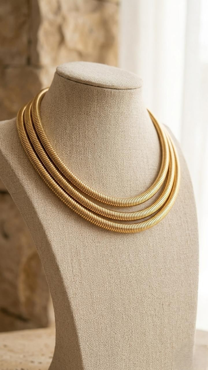 Three Layered Golden Wired Necklace