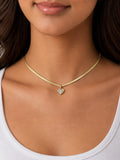 Heart With Stone Anti Tarnish Chain Pendant