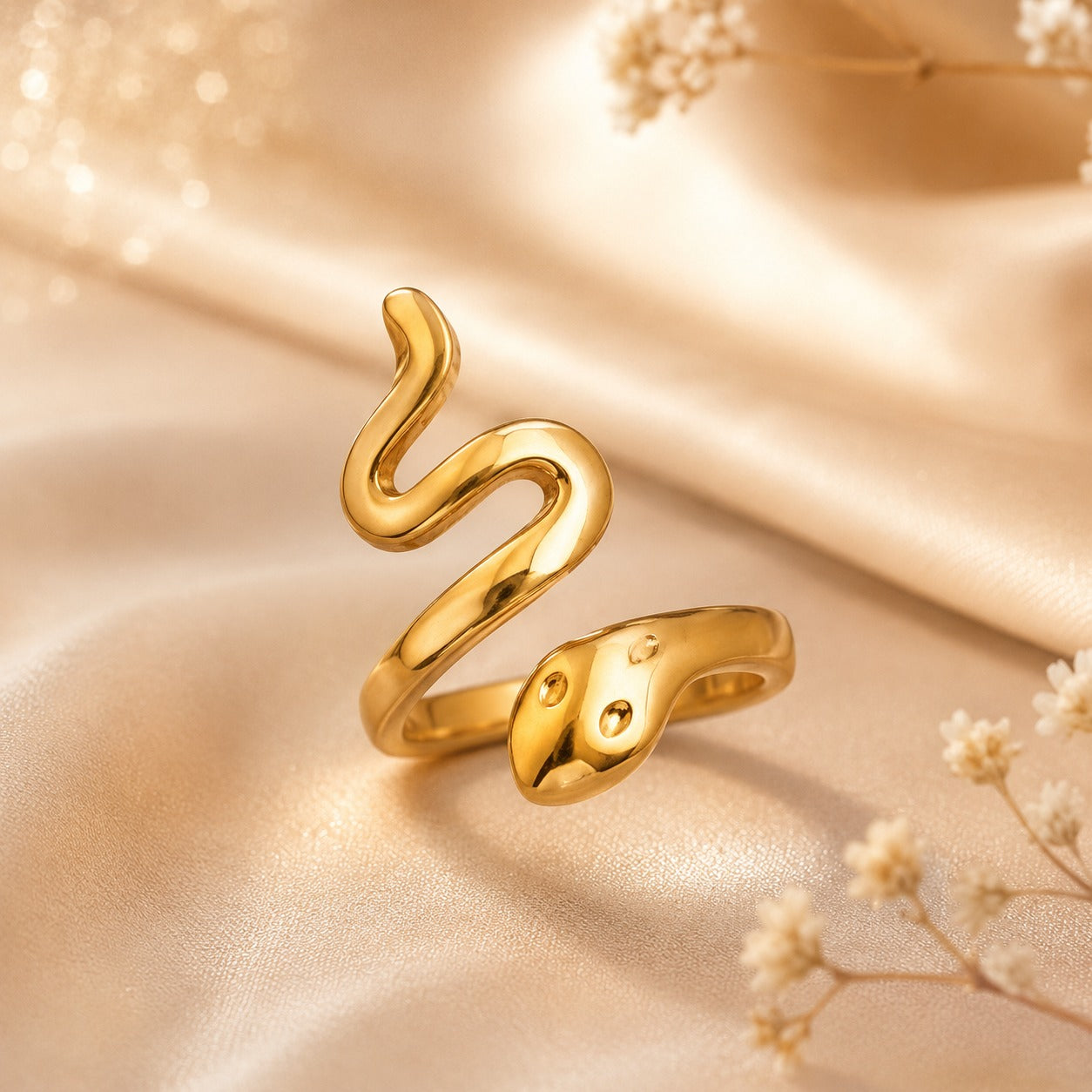 Big Snake Anti Tarnish Gold Ring