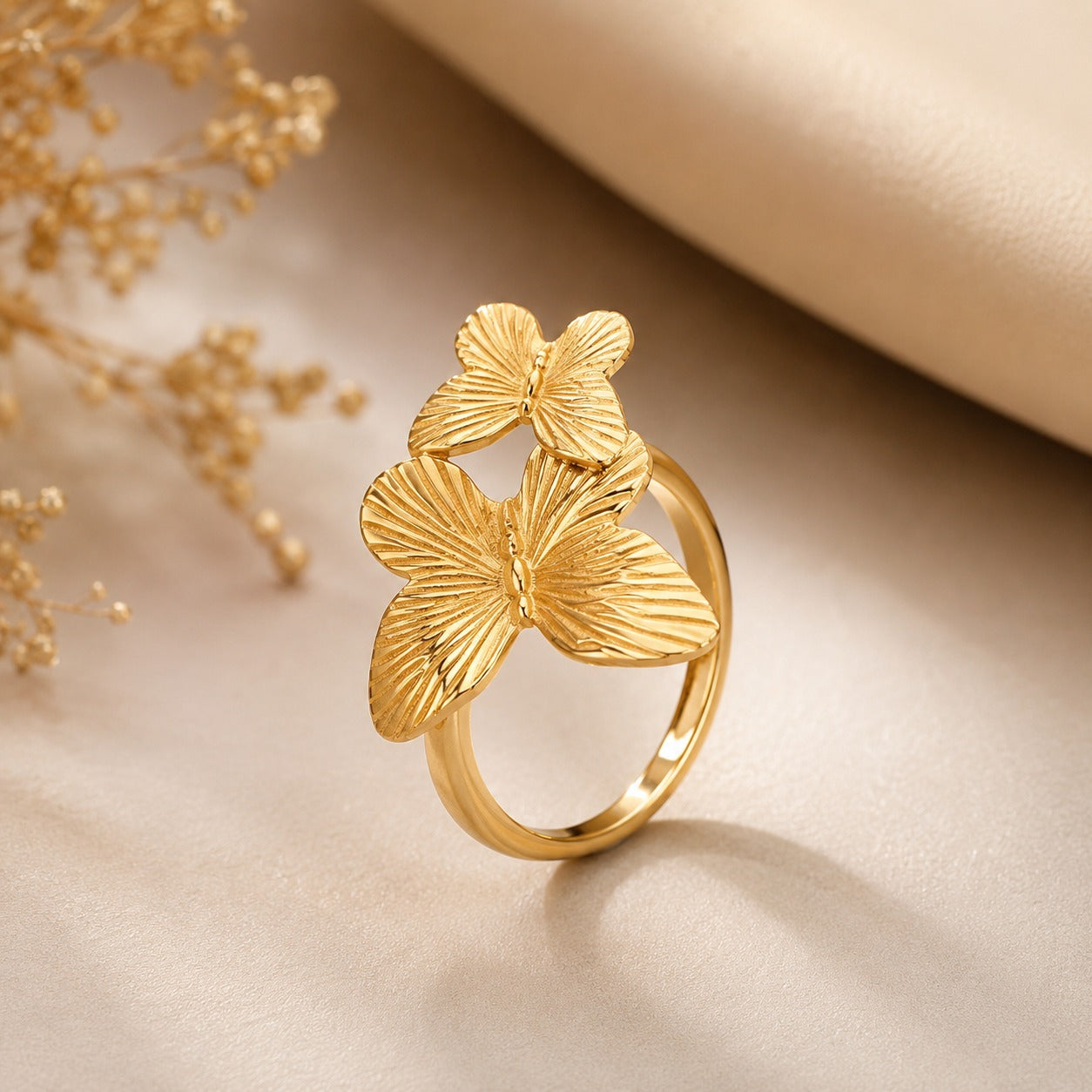 Butterfly Golden Anti Tarnish Ring
