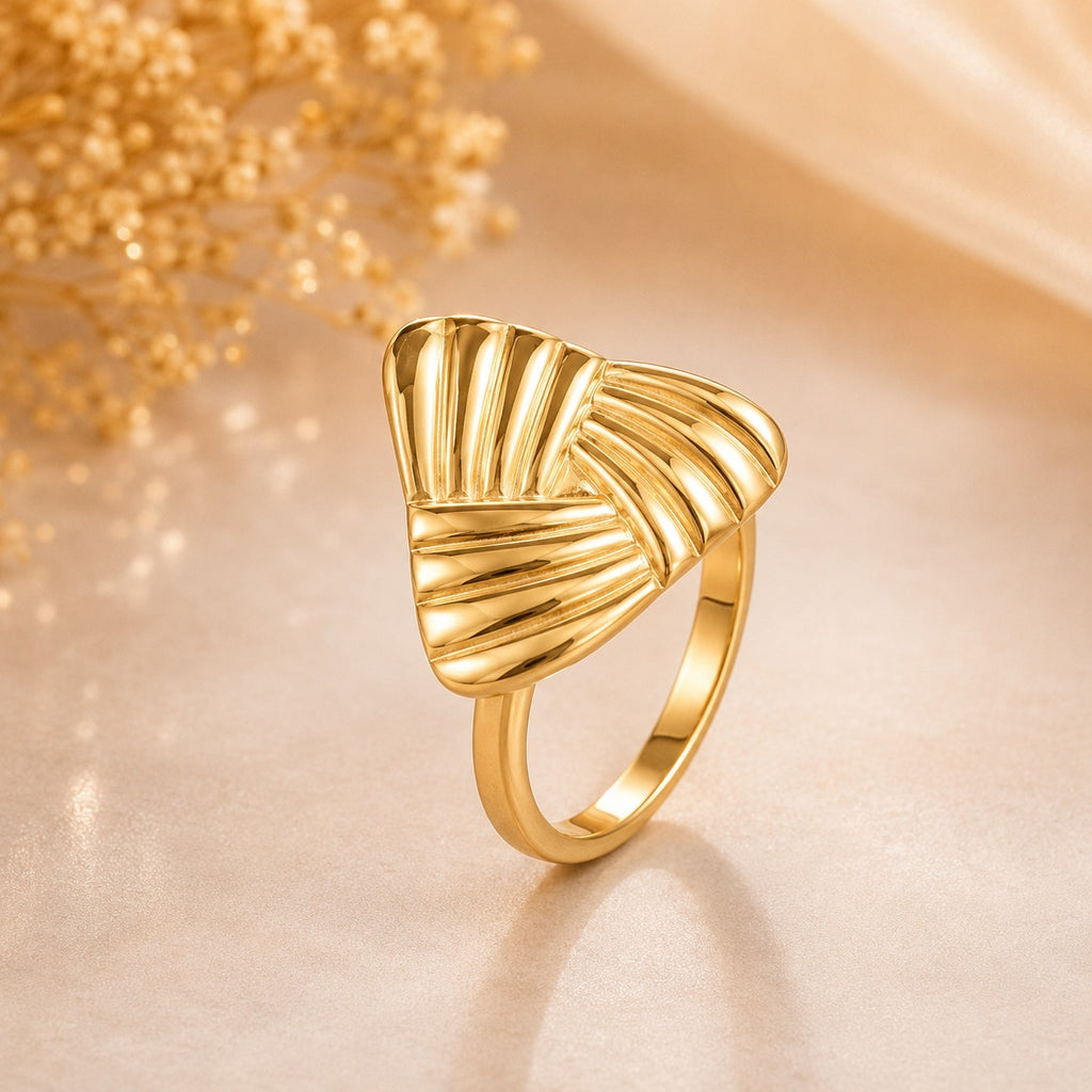 Geometric Design Anti Tarnish Ring