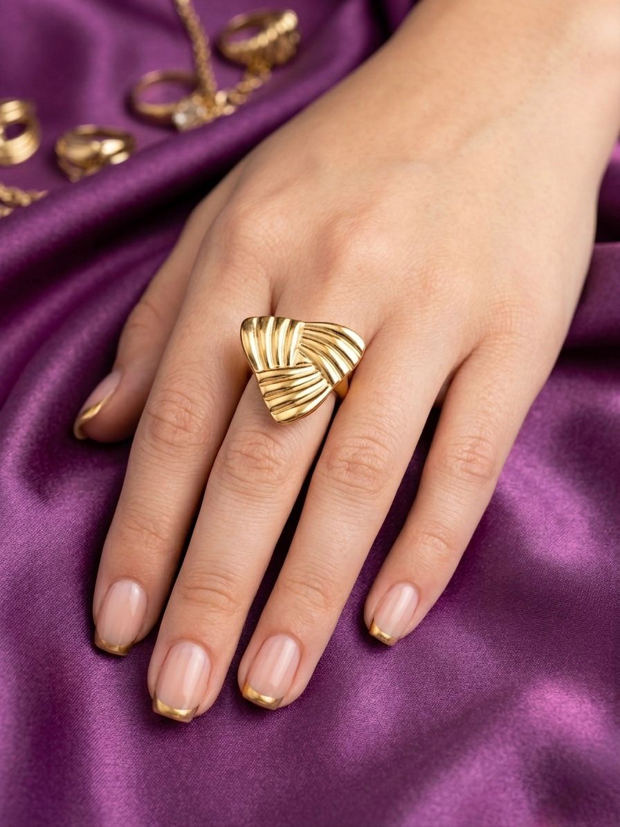 Geometric Design Anti Tarnish Ring