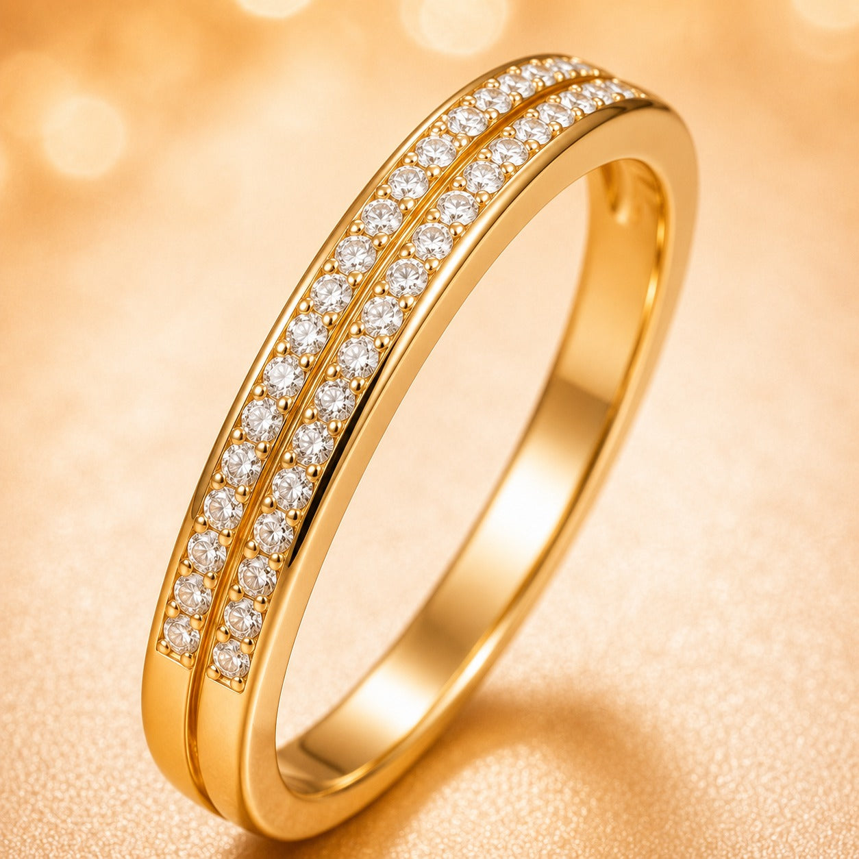 Double Stone layer Sleek Anti Tarnish Ring