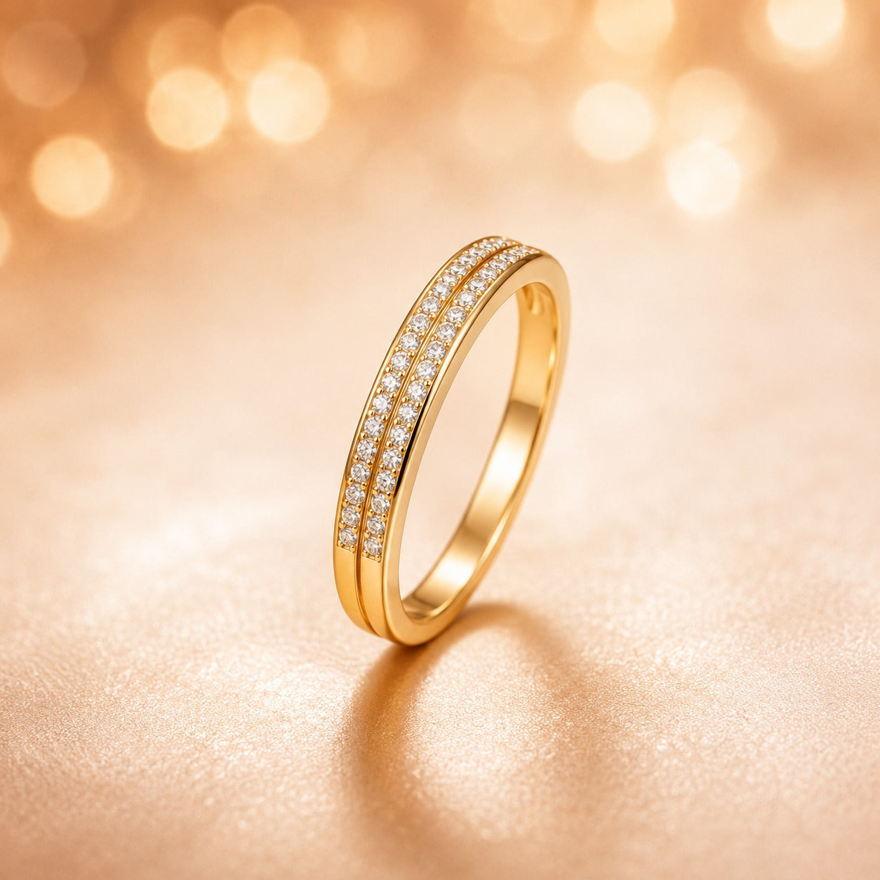 Double Stone layer Sleek Anti Tarnish Ring