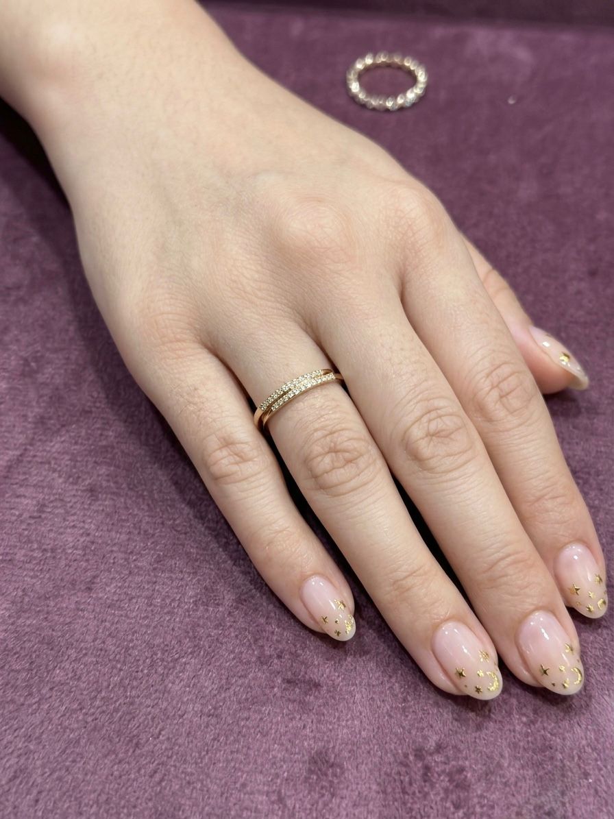 Double Stone layer Sleek Anti Tarnish Ring