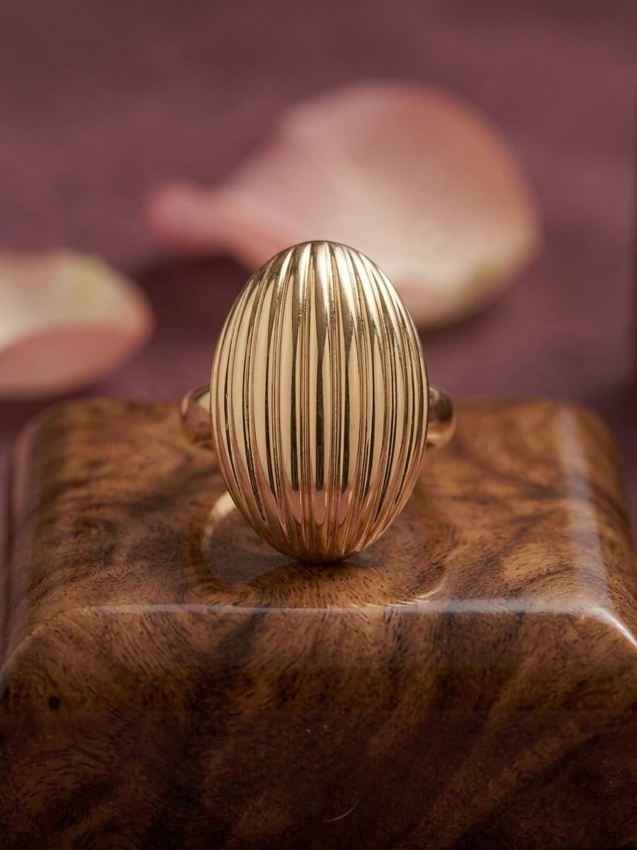 Anti Tarnish Gold Oval Shaped Ring