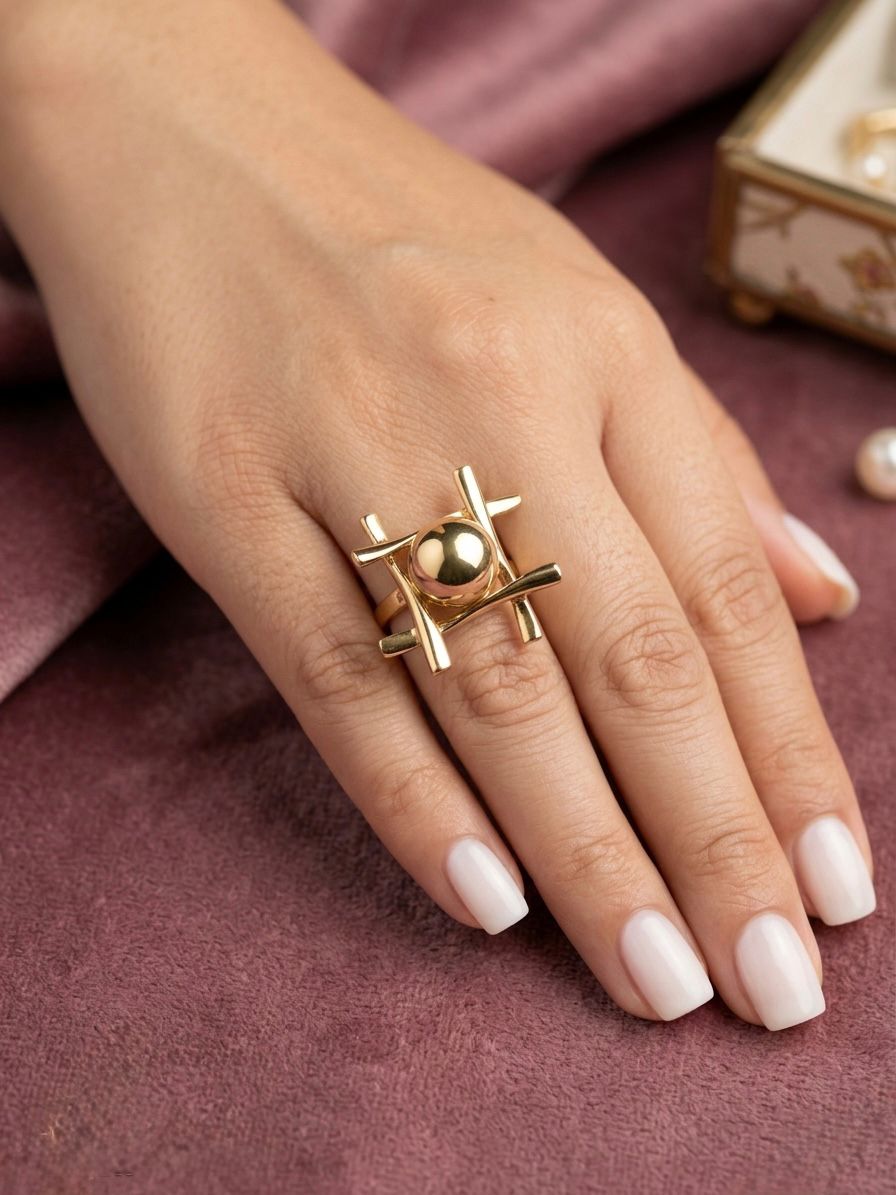 Hash Tag Golden Anti Tarnish Ring