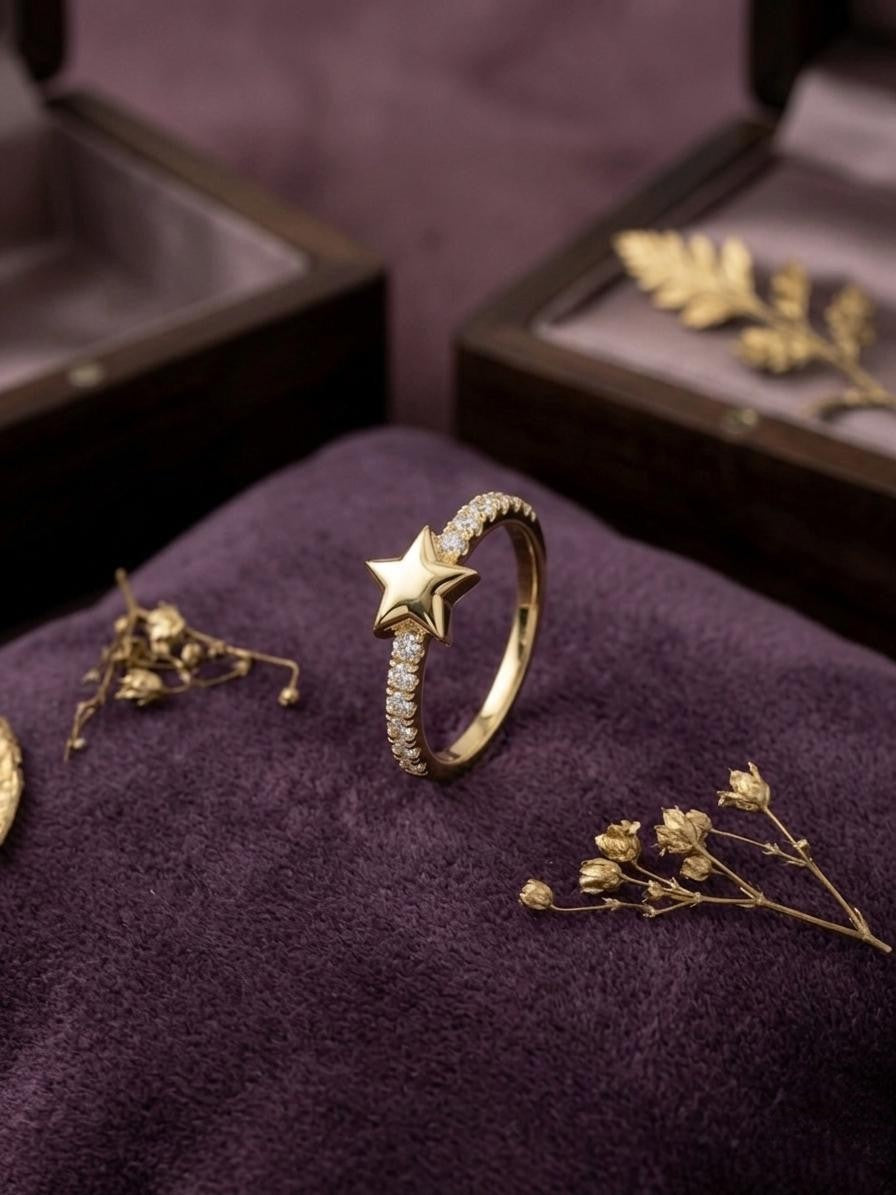 Star And Stones Anti Tarnish Gold Ring