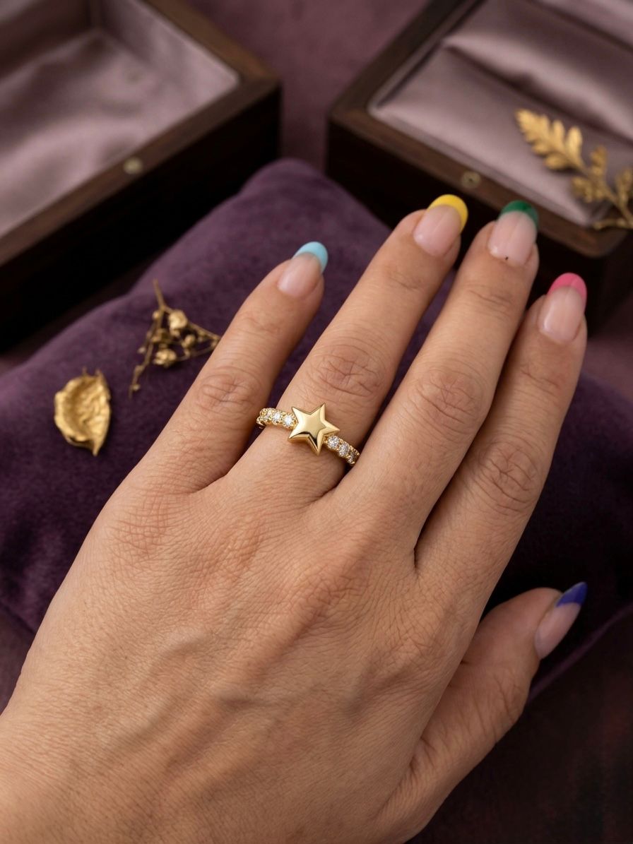 Star And Stones Anti Tarnish Gold Ring