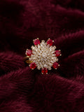 AD Stone Green Ruby Cocktail Ring With Adjustable Size