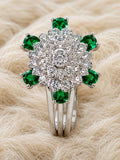 AD Stone Green Ruby Cocktail Ring With Adjustable Size