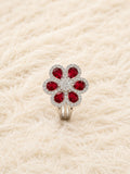 AD Stone With Red Ruby Cocktail Ring With Adjustable Size