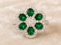AD Stone With Green Ruby Cocktail Ring With Adjustable Size