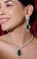AD Stone Necklace with Green Ruby Stone