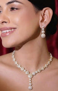 Golden Small Beaded AD Stone Necklace Set