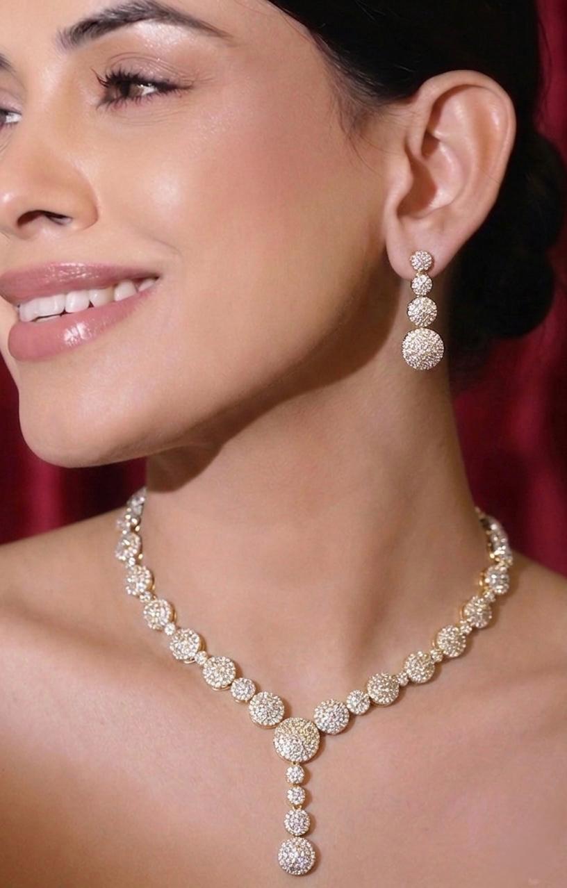 Golden Small Beaded AD Stone Necklace Set