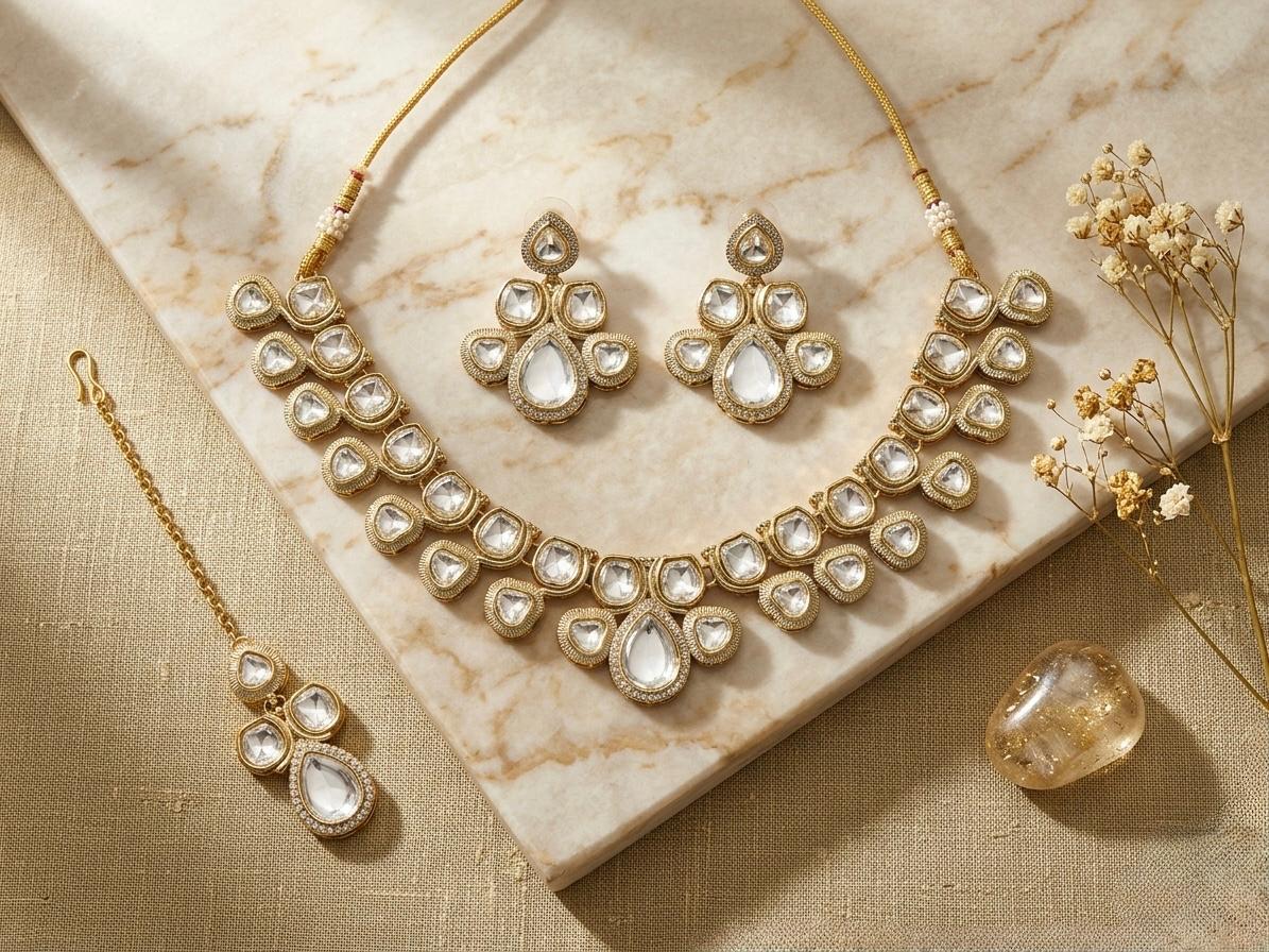 Kundan Jewellery Set With Maang Teeka