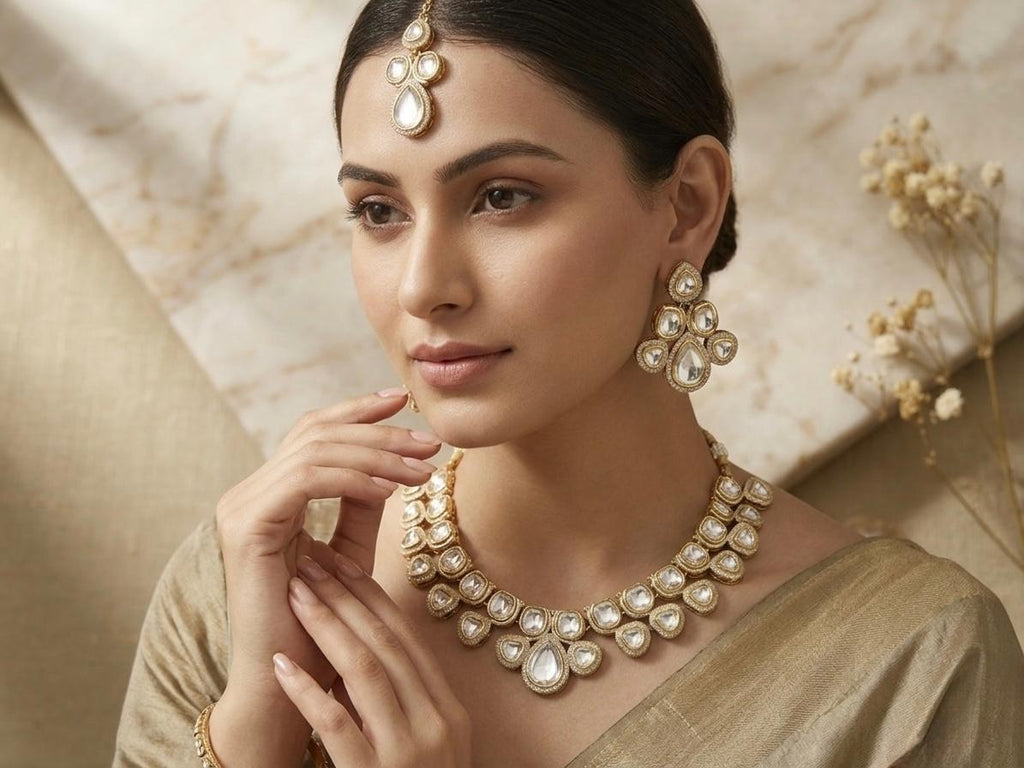 Kundan Jewellery Set With Maang Teeka