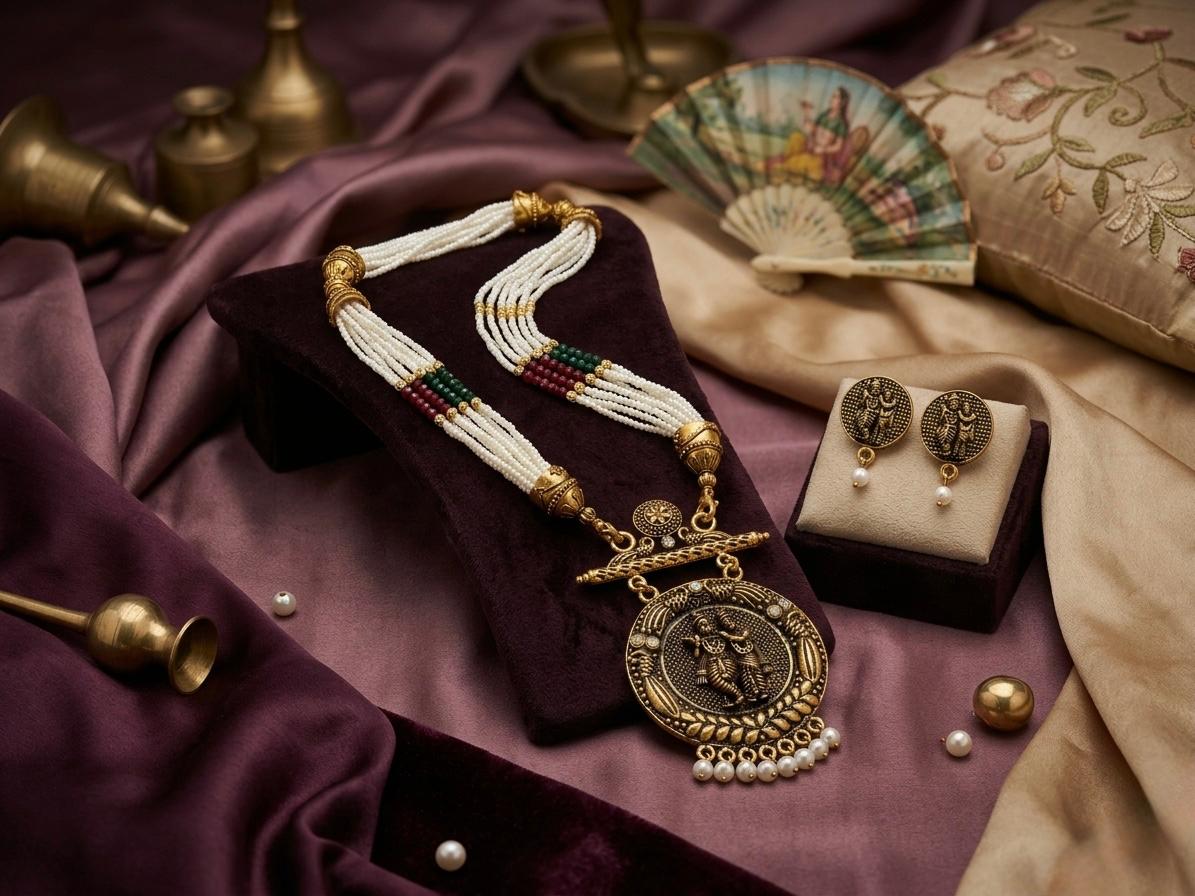 Radha Krishan Mandir Jewelry Set
