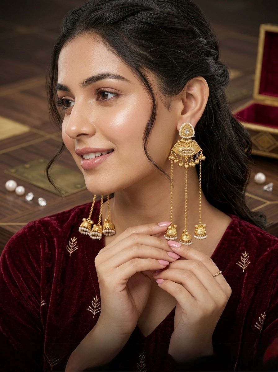 Kashmiri Earrings With Jhumki