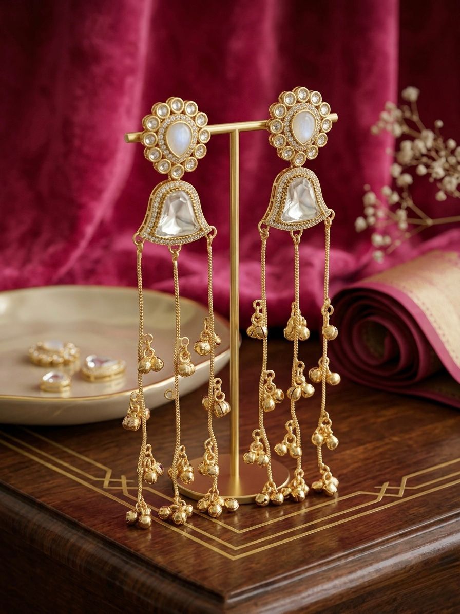 Kashmiri Earrings With Three Layered Ghungroo