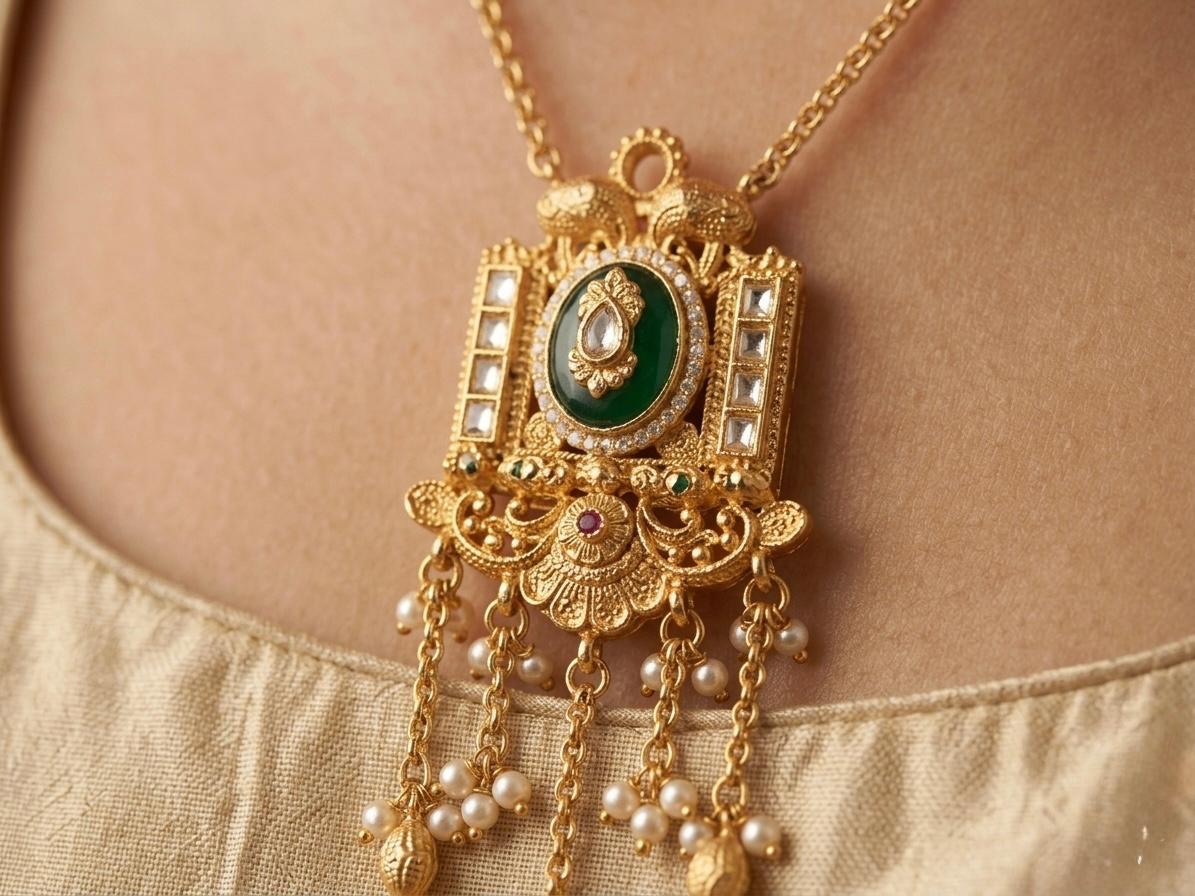 Kashmiri Jewelry Green Stone Set