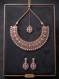 AD Stone Silver Pink Jewellery Set