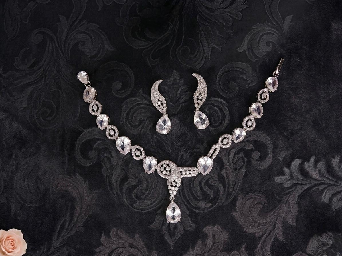 AD White Stone Jewellery Set