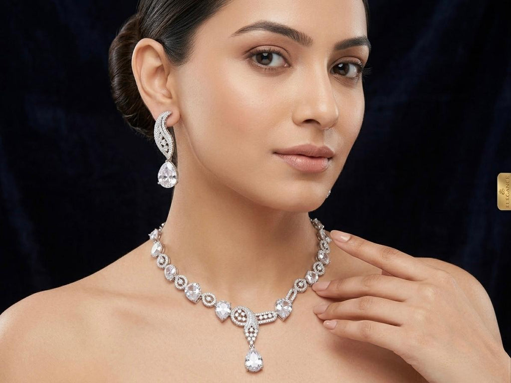 AD White Stone Jewellery Set